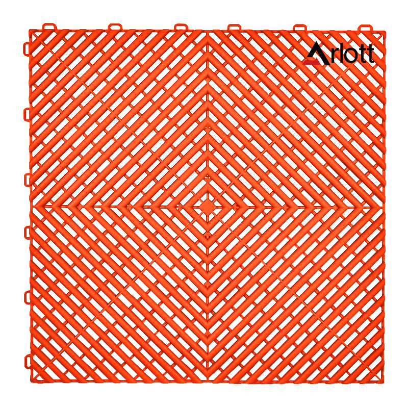 Plastic Modular Pp Pvc Floor Garage Slabs Interlocking Plastic Flooring Waterproof Floor Tiles: Orange