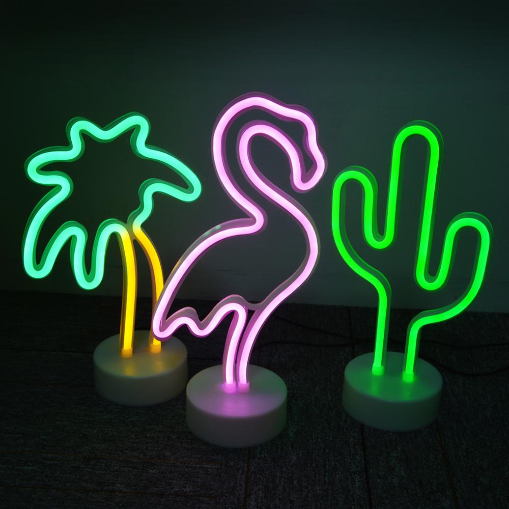 USB/Batterie Neon Lampen Rohr Neon Licht LED Flamingo Einhorn Zeichen Lampe Hause Schreibtisch Tisch Weihnachten Hochzeit Decor Led lampe Kinder