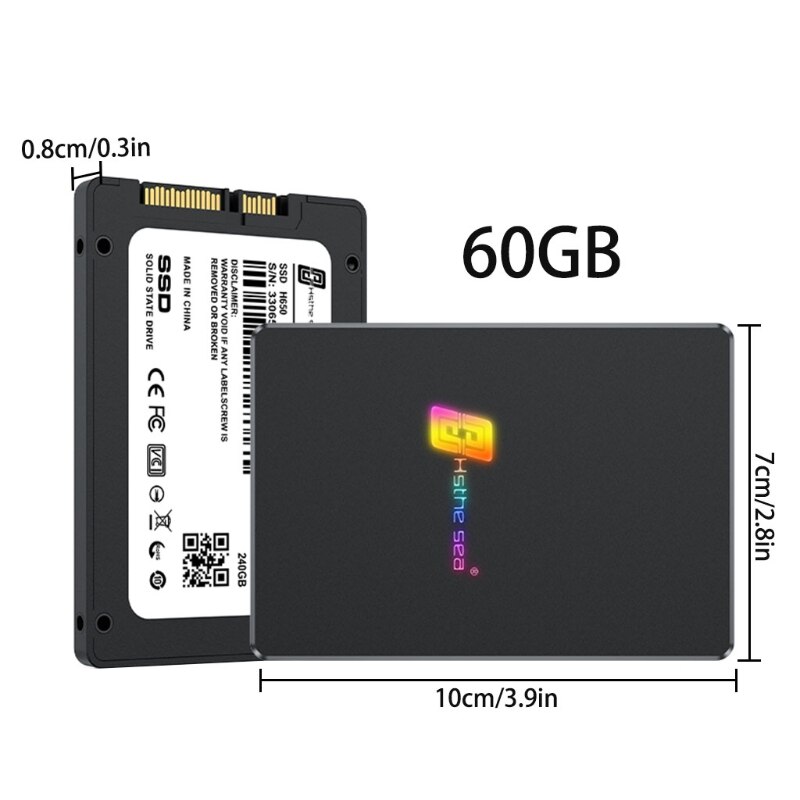 C1FD 2.5Inch SATA3.0 Internal Hard Drive HDD Solid State Drive Optimized SSD SATA III 6Gb/s Black 60GB-1TB Large Capacity: 60GB
