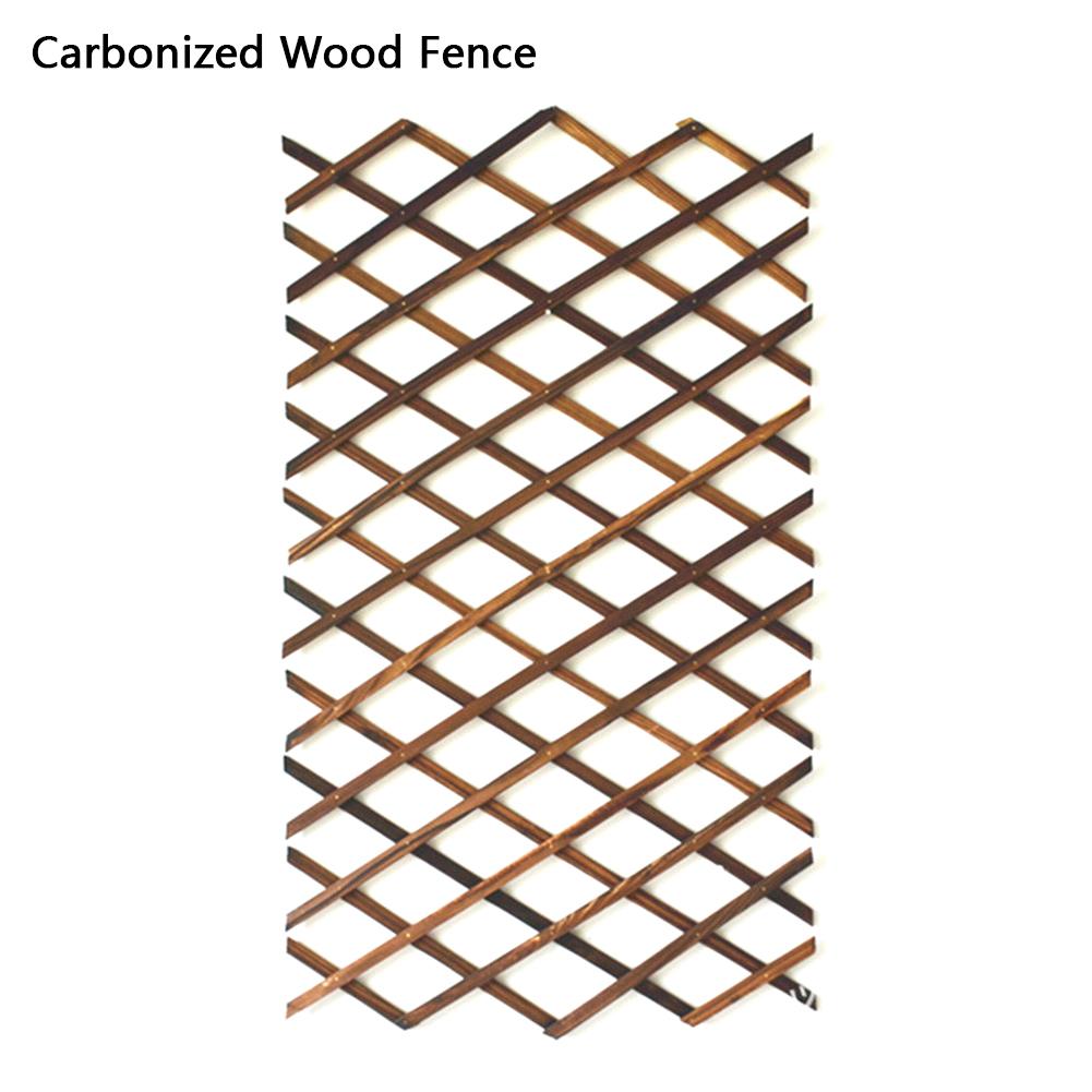 55cm Retractable Outdoor Wood Fence Indoor Outdoor Garden Balcony Wedding Shooting Props Home Decor Greenery Walls Garden Fence: Carbonized wood 55cm
