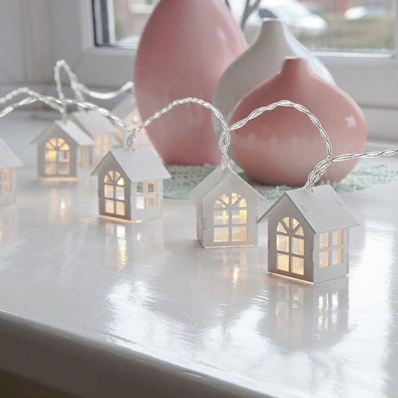 Home Night Tiny House String Lights Indoor Wall Mount Tiny House Glowing LED String Lights Festive Party Decorations Lighting