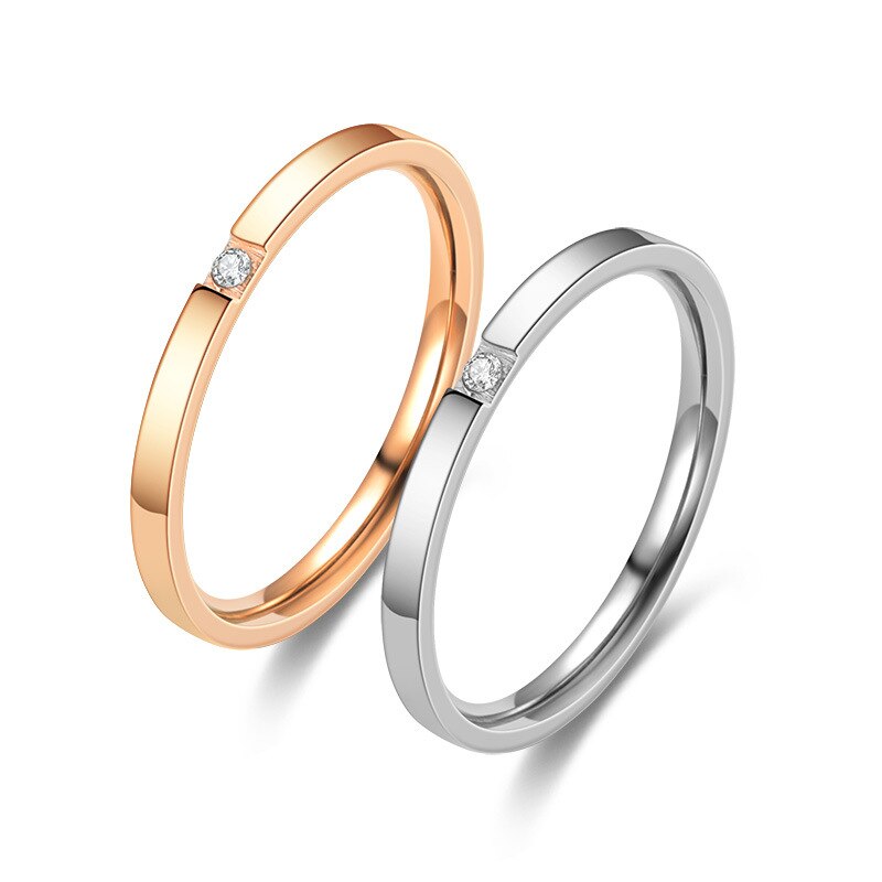 Edelstahl Zirkonia Hochzeit Ring für Frauen Männer Klassische CZ Engagement Ringe Paar Schmuck