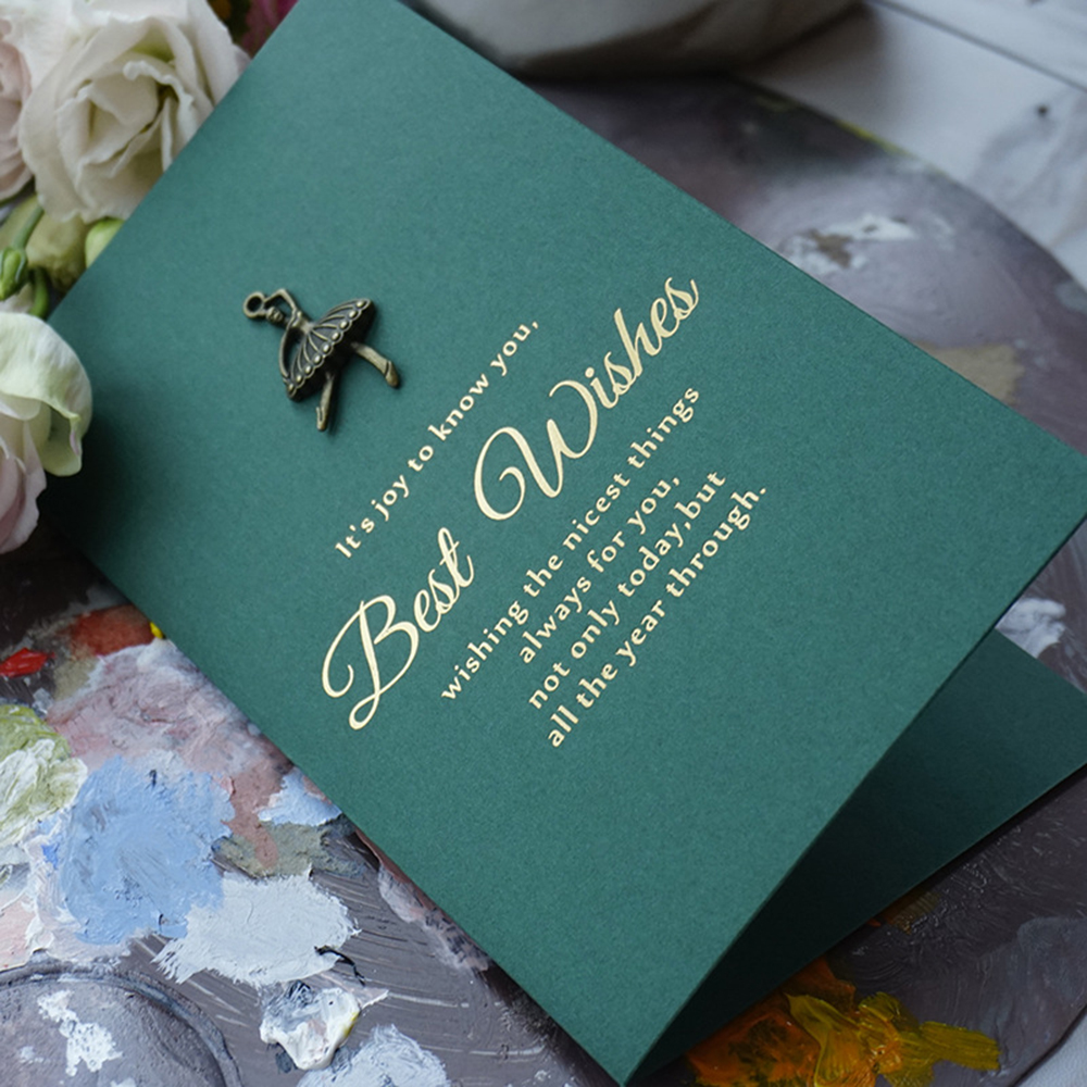 Thank You Cards with Envelopes Birthday Card Wedding Invitation Cards with Envelope Vintage Metal Folding Stamping Greeting Card