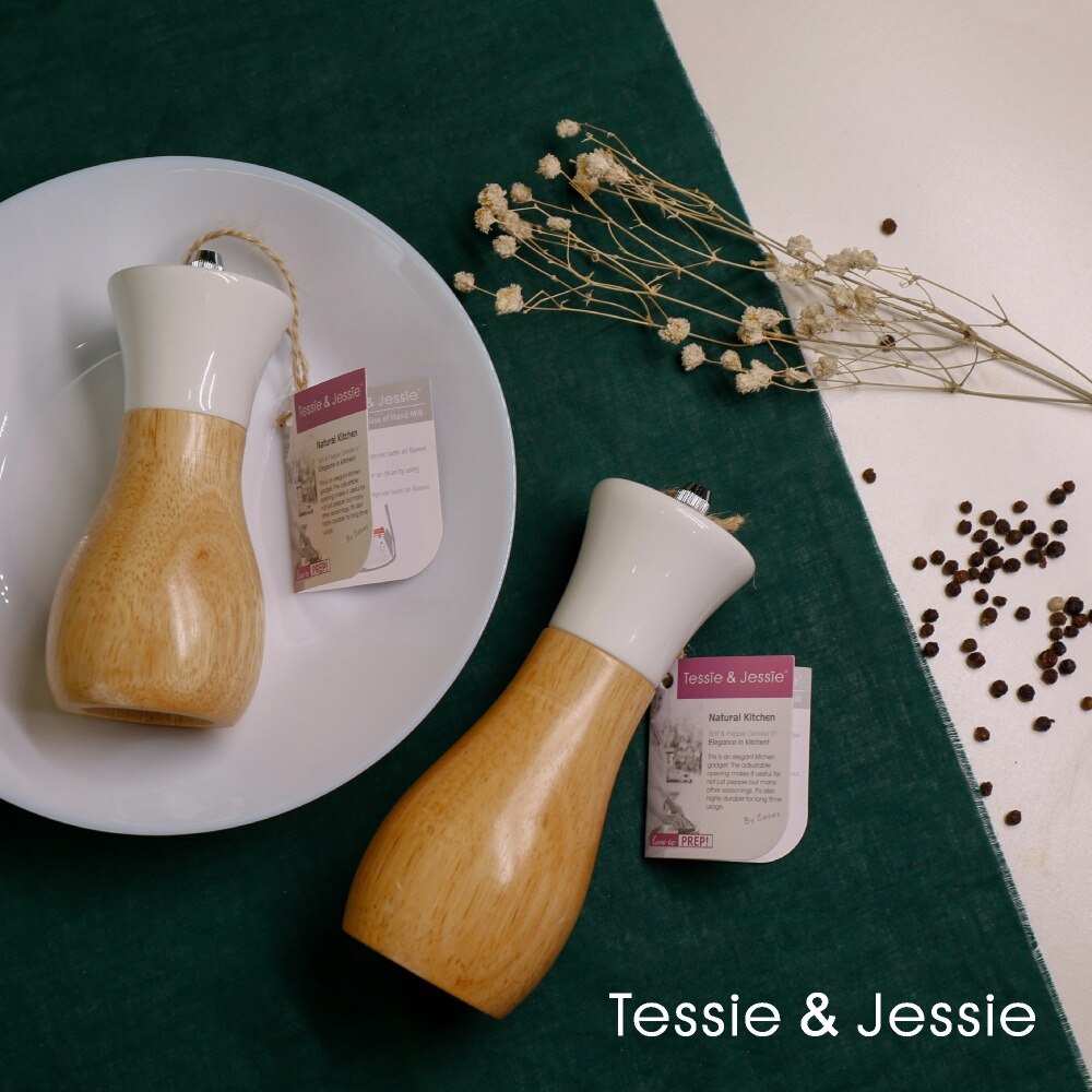 Wooden Pepper Grinder Sea Salt And Pepper Shaker Set Of 2 Manual Mills Effortless Lighthouse / Oilcan Shaped By Tessie & Jessie