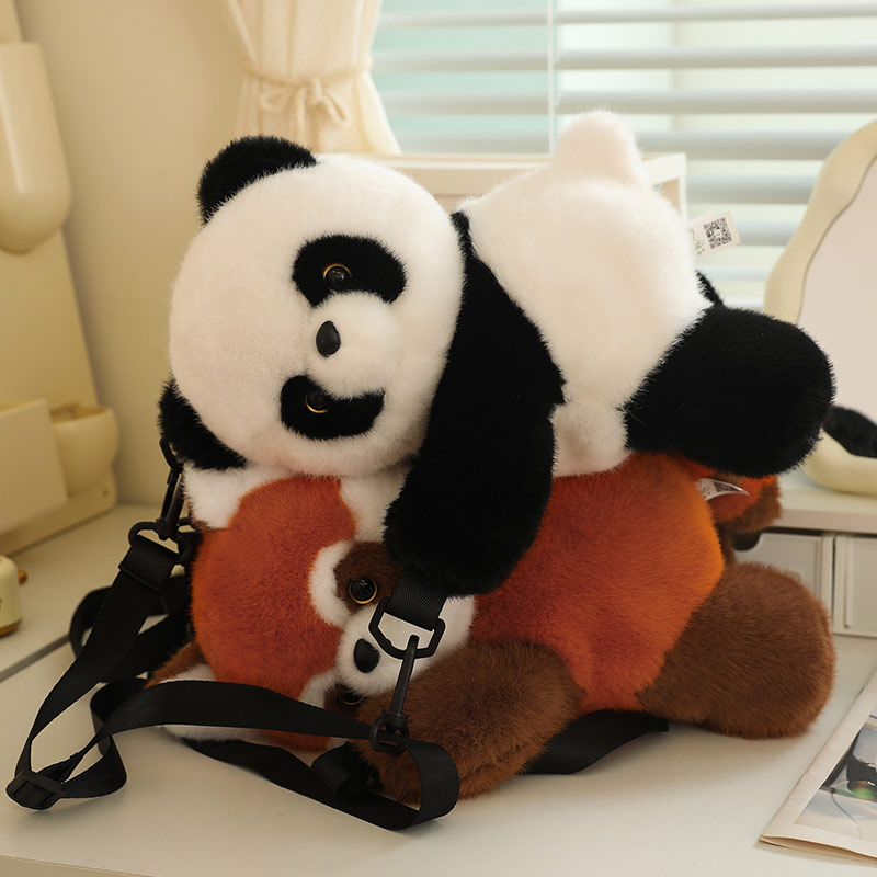 Pulsera de peluche con forma de Panda pequeño para niñas, muñeco de peluche de animales Kawaii, bolsa de decoración