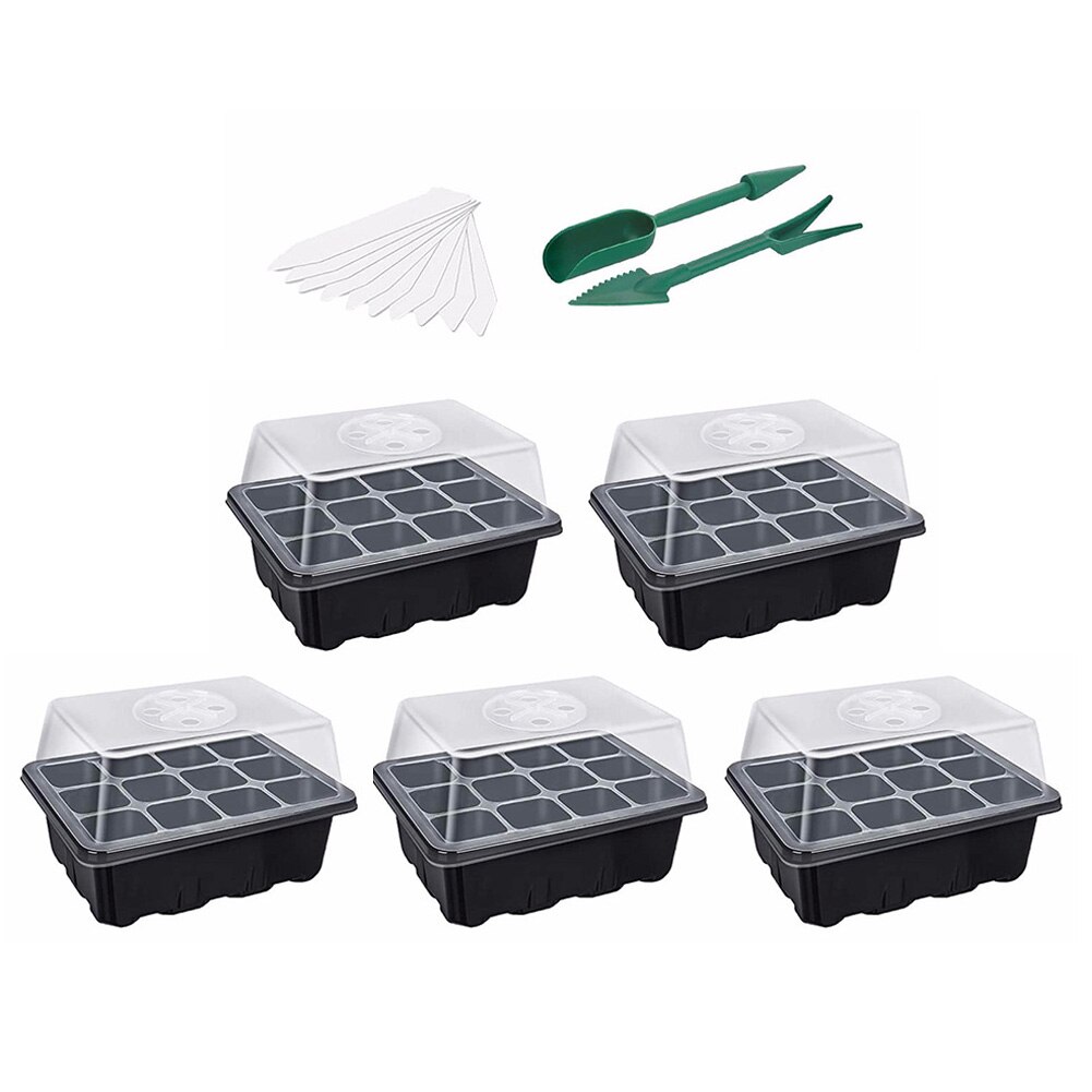 Seed Starter Tray Kit - 13 Cells Mini Propagator with Dome Greenhouse with Seedling Tools for Seeds Growing Starting: Type B