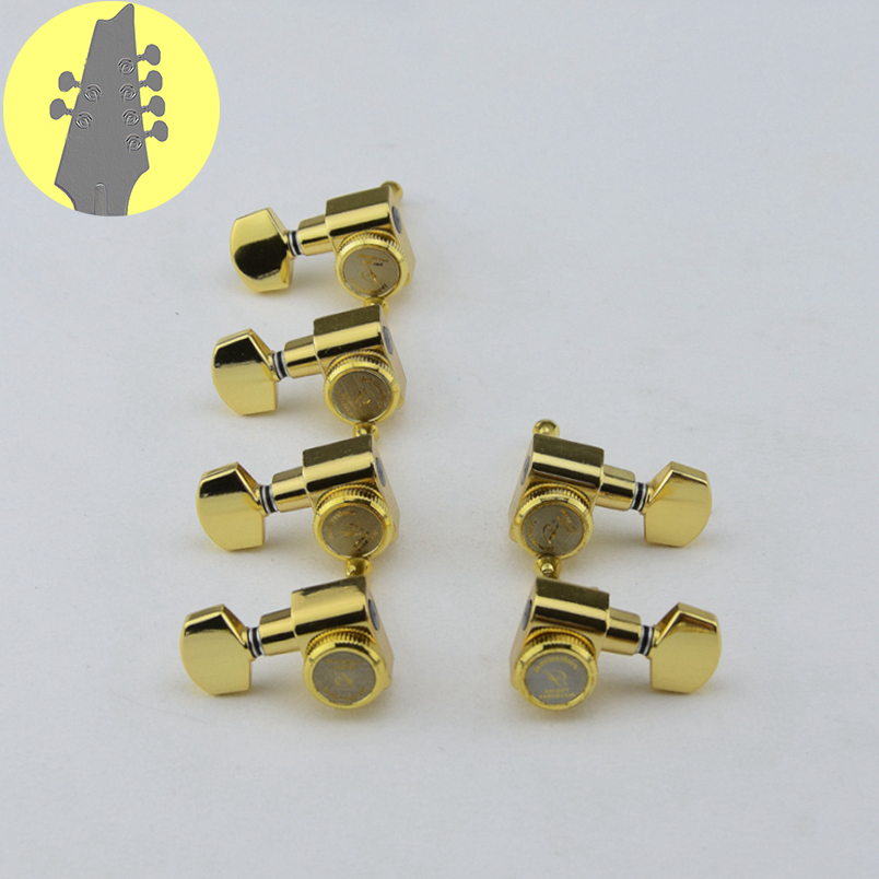 1 Set 6/7/8 corde senza chiusura a vite teste per chitarra sigillate accordatori per chitarra nero/oro/argento cromato: Arancione