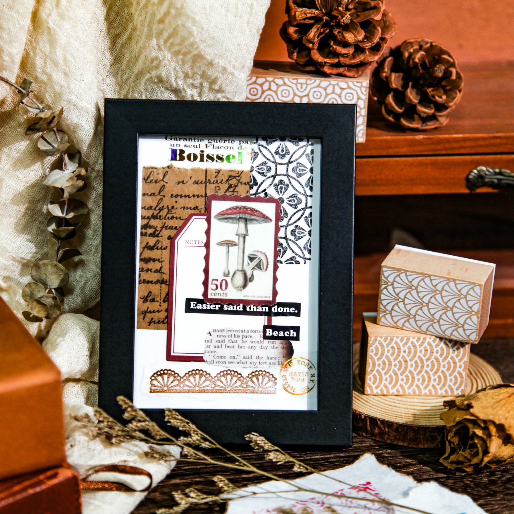 Vintage Wooden Rubber Stamp Bottle Shape Flower Printed DIY Scrapbooking Albums Stamp Stationery Handbook Seal Planner