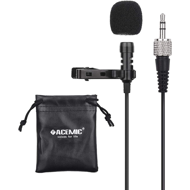 ACEMIC M21 Clip-On Condenser Lavalier Microphone Mic 3.5mm TRS Plug 1M Cable for Sony D11 D12