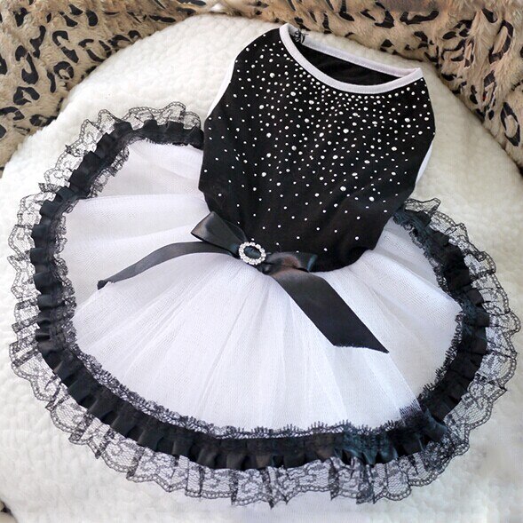 Pet Dog Kleding Tutu Kanten Jurk Elegante Prinses Jurk Chihuahua Mooie Rode Leuke Kat Kleding Party Goederen Voor Hond Levert huisdieren: Black / L