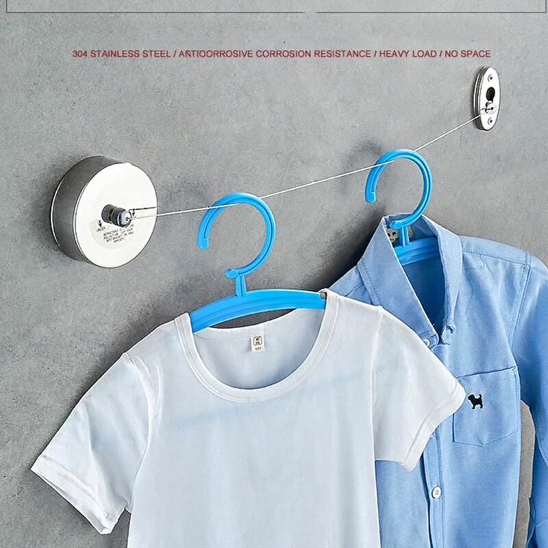 Black Clothesline Retractable Dryer Stainless Steel Steel Wire Single Row Clothesline Laundry Hanger White Clothes Drying Rope