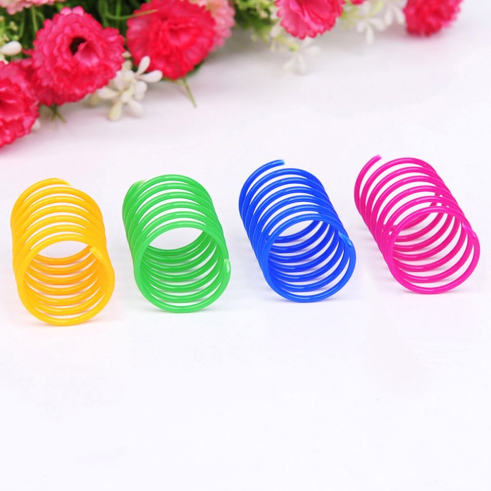 4 pièces en plastique ressort chat jouet coloré bobine spirale ressorts animal de compagnie Action large Durable interactif jouet accessoire pour animaux de compagnie