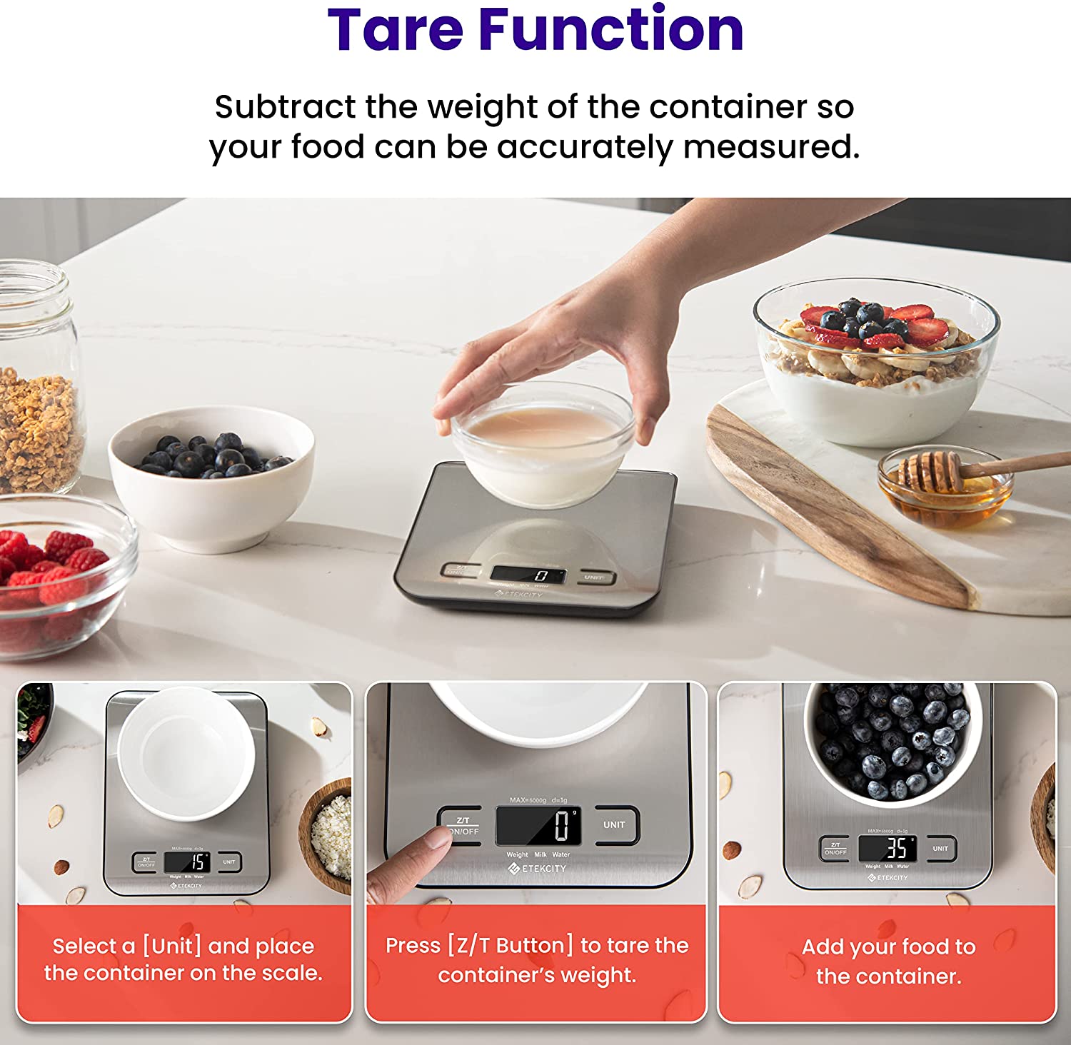 Rechargeable flat stainless steel kitchen scale 5kg baking scale kitchen electronic scale 10kg small table scale gram scale
