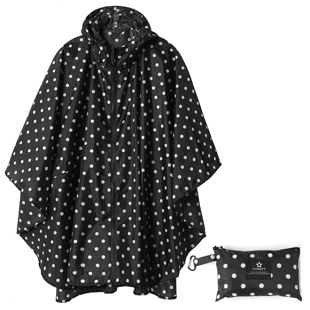 Hupullinen sadetakki poncho vedenpitävä aikuisille miehille naisille taskuilla: Musta