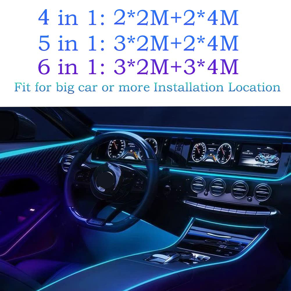 LED Auto Innenraum Umgebungs licht RGB Glasfaser Beleuchtung Bausatz mit USB App Musik steuerung Neon- Auto Atmosphäbetreffend dekorative Lampe Streifen