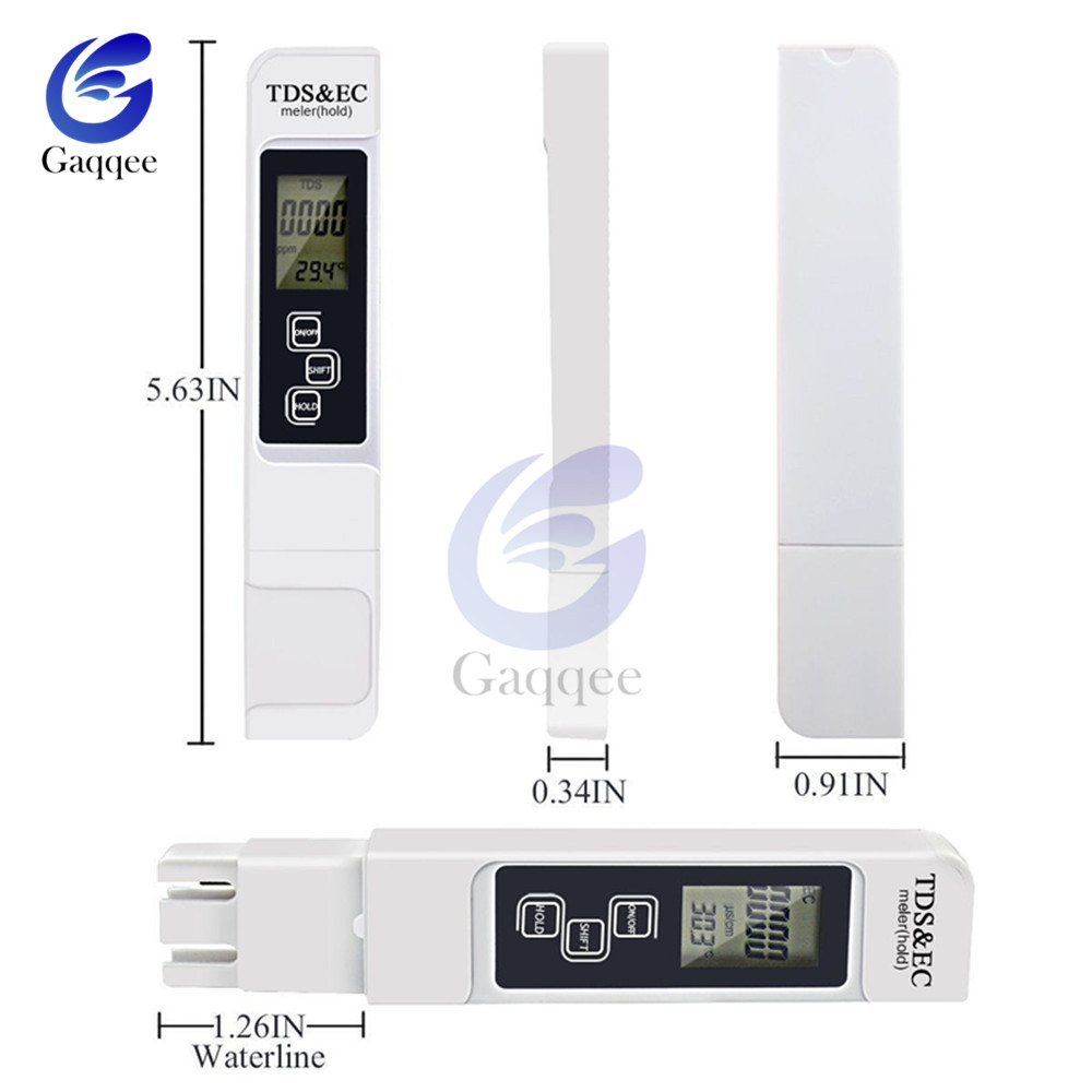 Tds ec meter temperatur tester pen 3 in1 funktion ledningsevne vand måleværktøj tds & ec tester 0-9990 ppm 15%
