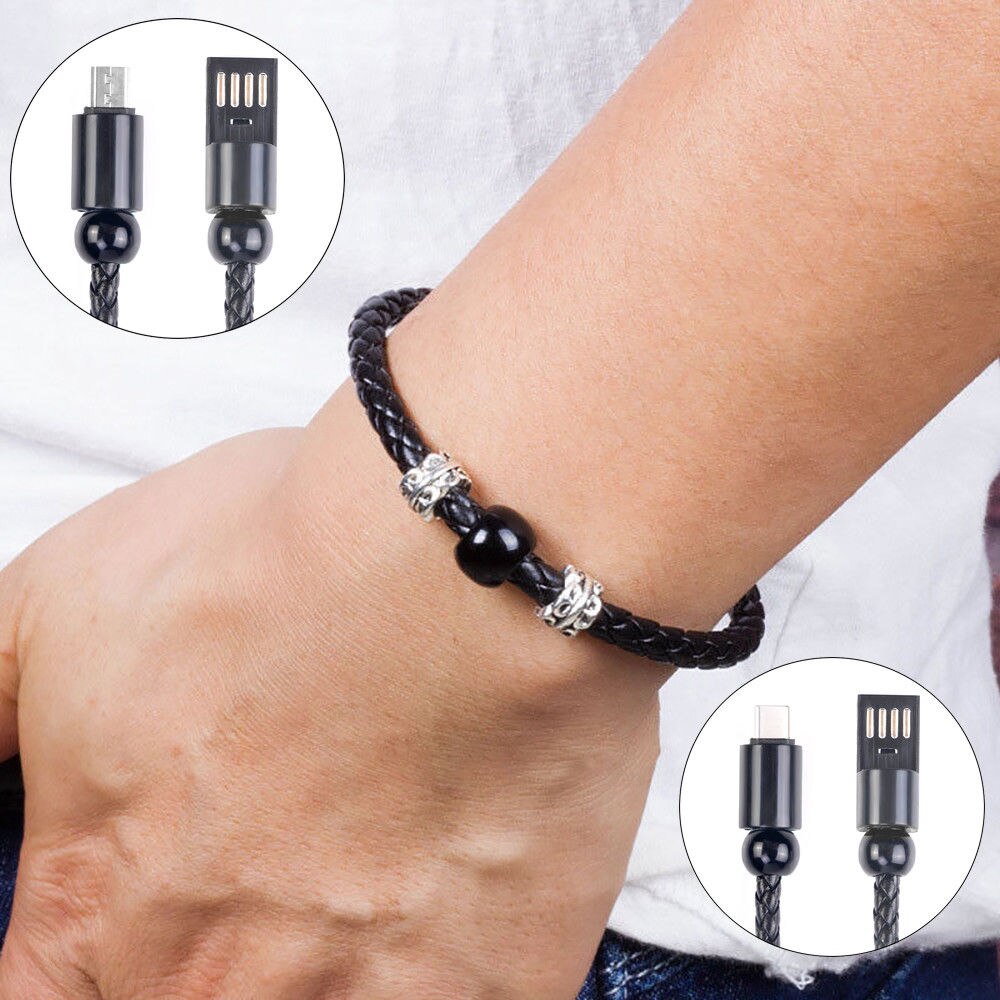 USB Data Cable Bracelet Charger Data Sync Cable Bracelet Wrist Strap for Android/Type-C/iPhone 12 for Samsung S6 S7 for Xiaomi