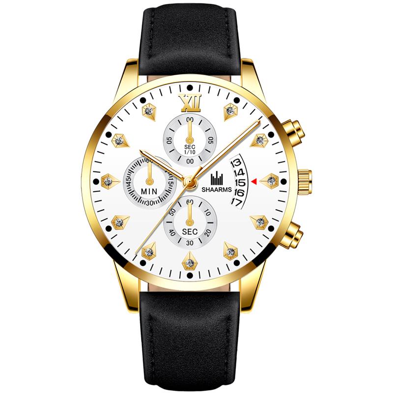 SHAARMS hommes montre bracelet en cuir Quartz montre-bracelet Date horloge Sport montres Relogio Masculino: Q