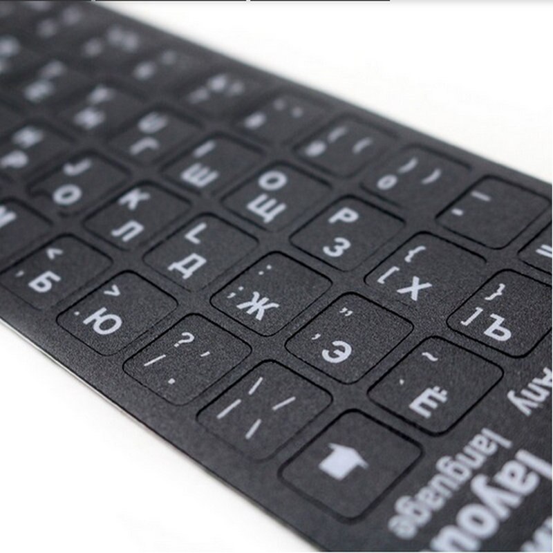 Nyeste super holdbare russiske tastatur klistermærker alfabet 10 to 17 tommer al størrelse  (10pc/ parti) sort farve vandtæt