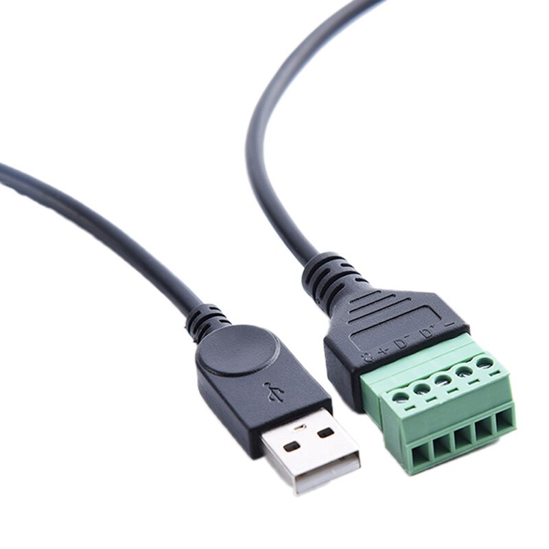 Micro 5 Pin 2.0 USB A Male to 5 Pin Screw with Shield Solderless Terminal Plug Adapter Connector Cable Lead