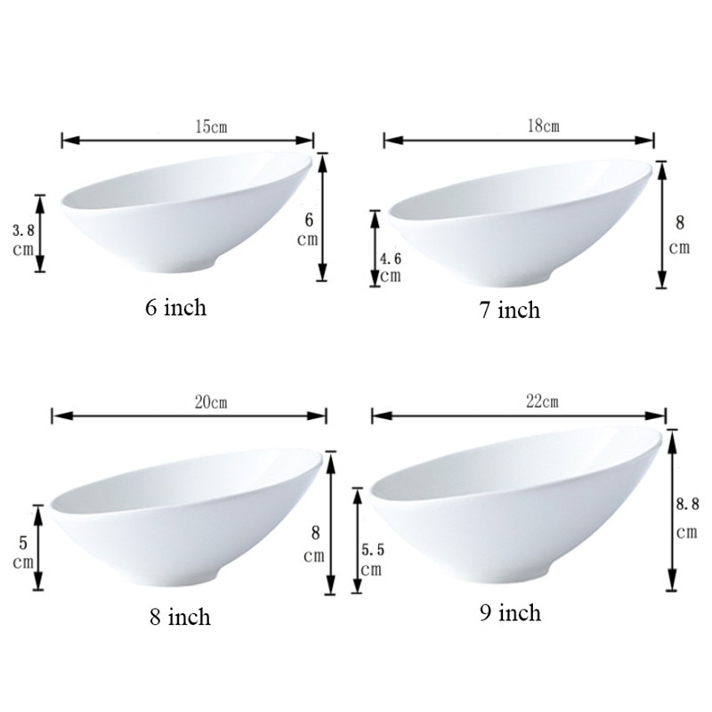 Irregular White Porcelain Salad Snack Bowl Serving Dish Tableware Ceramic Oblique Microwave Oven Rice Noodle Bowl