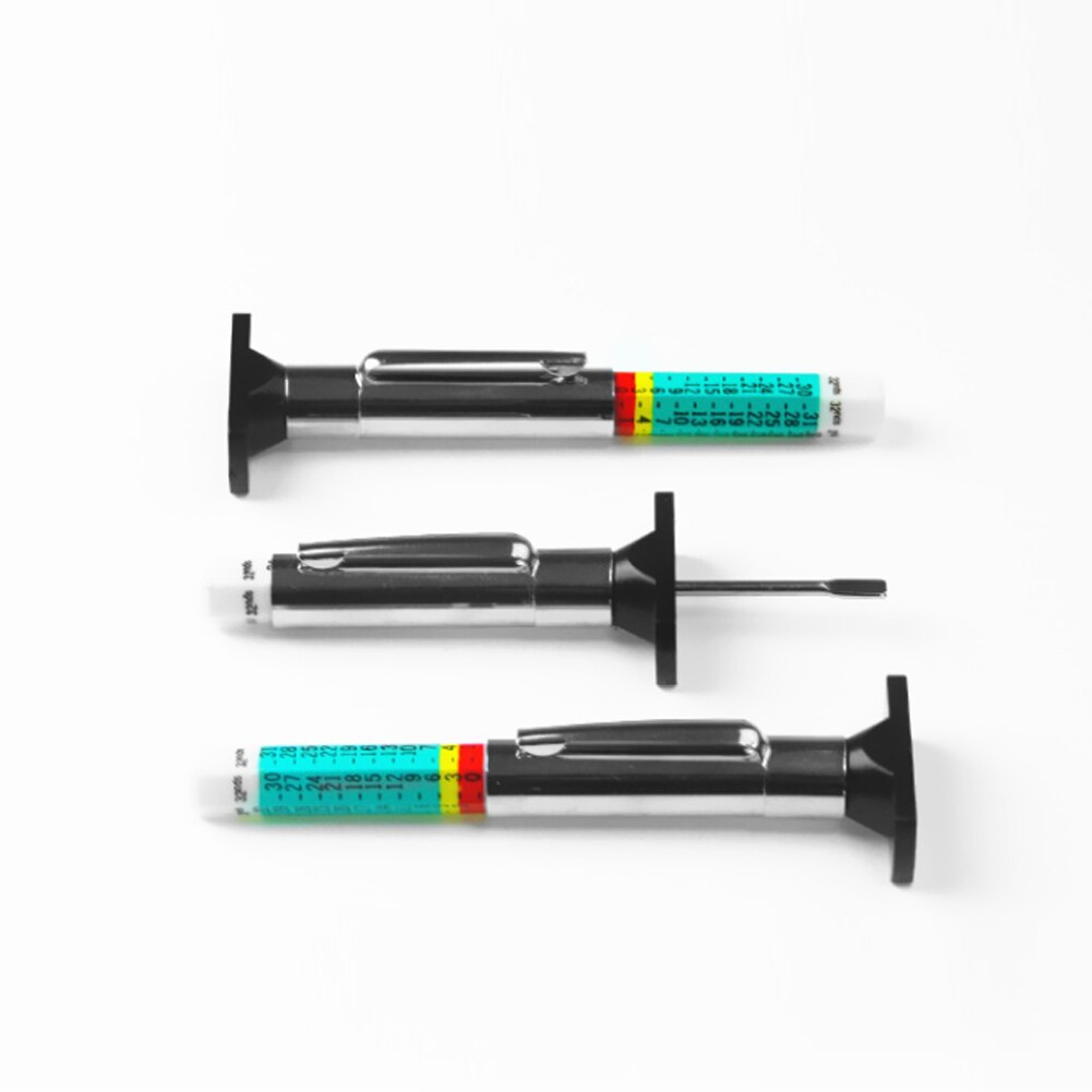 Car Truck Tire Tread Gauge Portable Tyre Depth Tester Color Coded Metric Gauge Measurement