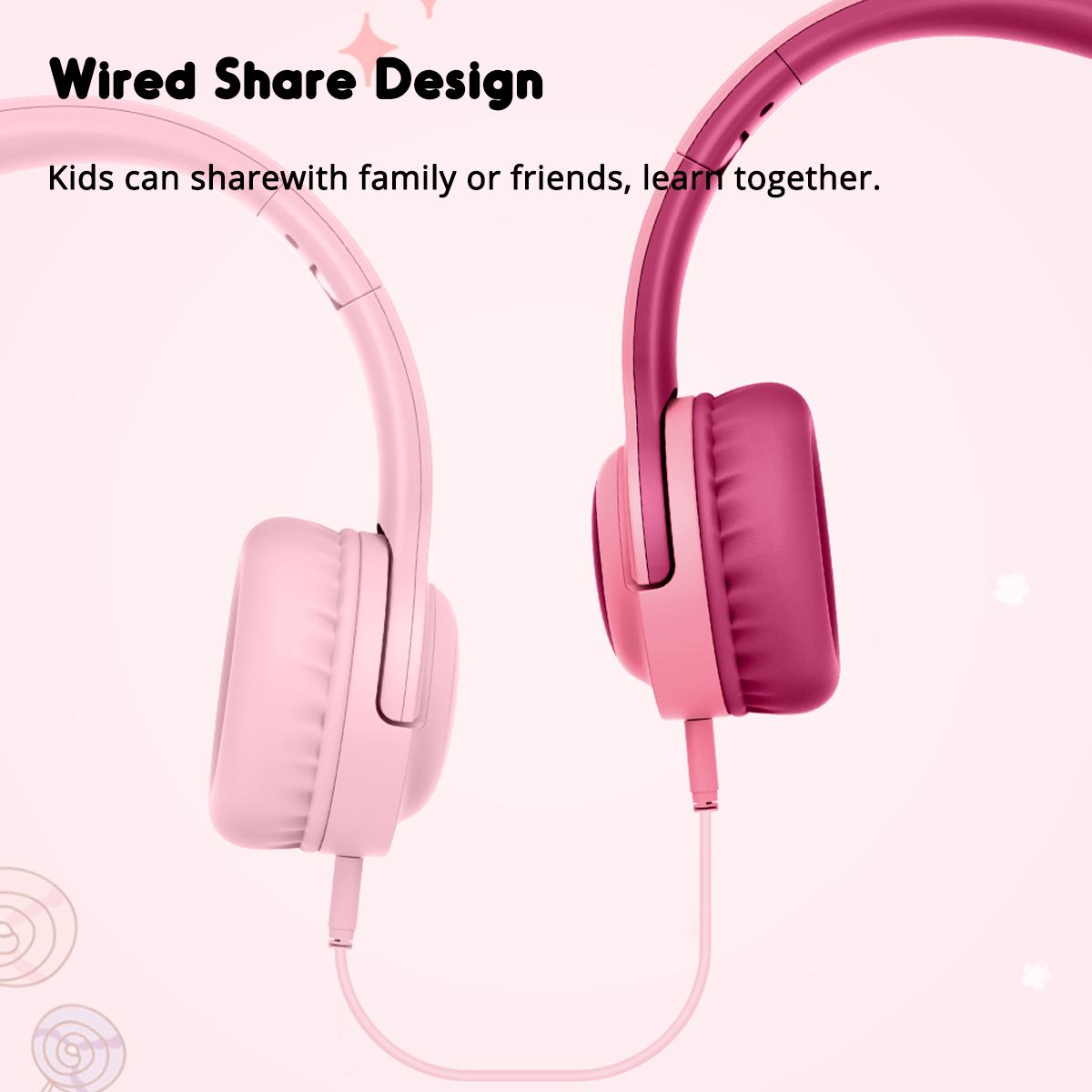 Kids Headphones Head-mounted Children Safe Volume Noise Cancelling Foldable Stereo 93dB 3.5mm Headsets for Phone