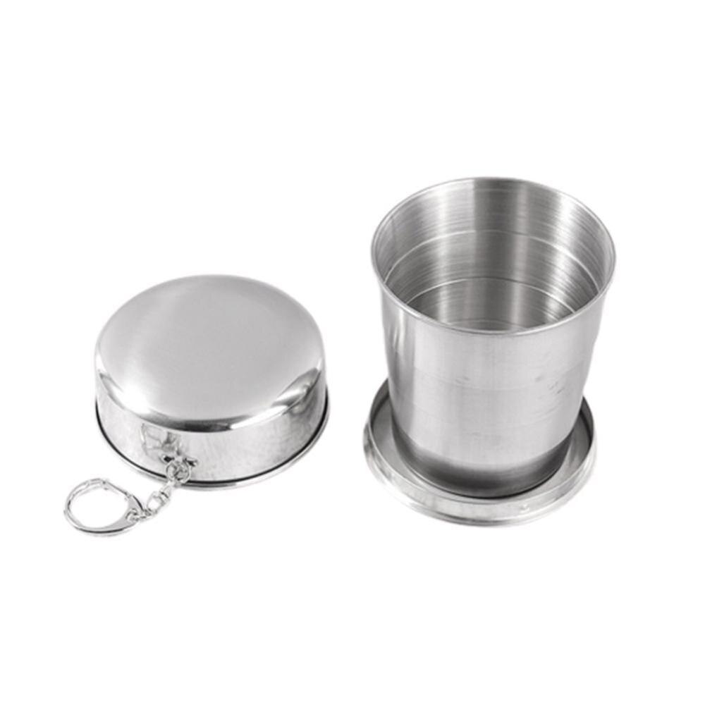 3 maten roestvrijstalen opvouwbare beker met sleutelhanger draagbare drinkbeker telescopische beker opvouwbare bekers water intrekbaar outdo  k7 y 1: 75ml