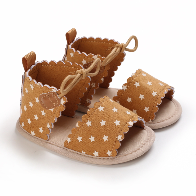 2021 Toddler Baby Girls Bow Polka Dot Sandals Party Princess Sandals Summer Beach Shoes Infant Baby Girl Shoes First Walkers: apricot / 7-12 mesi