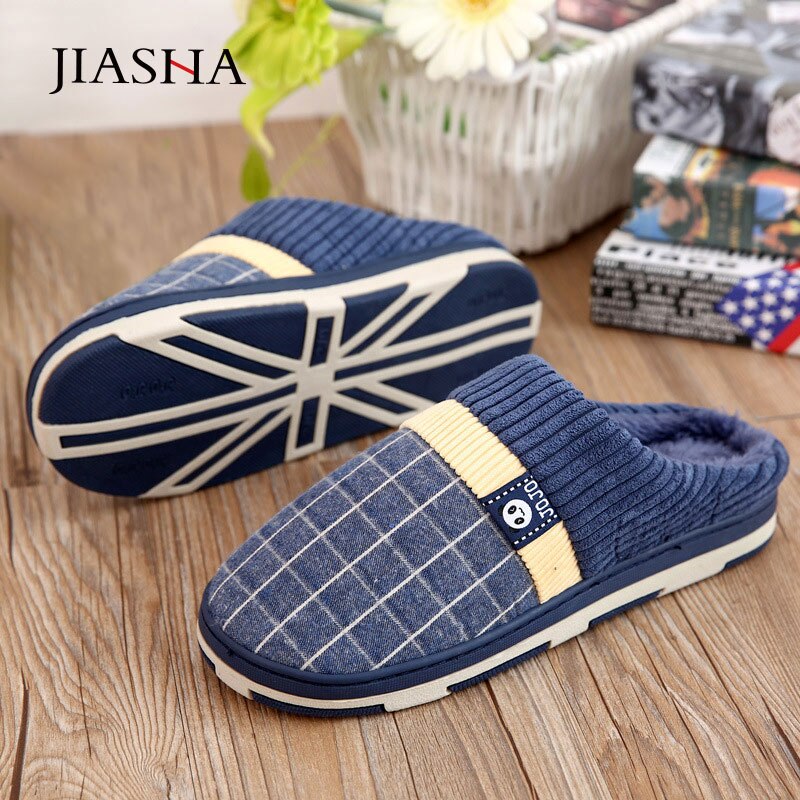 warm indoor slippers men shoes plush flock winter home slippers for men non-slip sewing soft male shoes men slippers