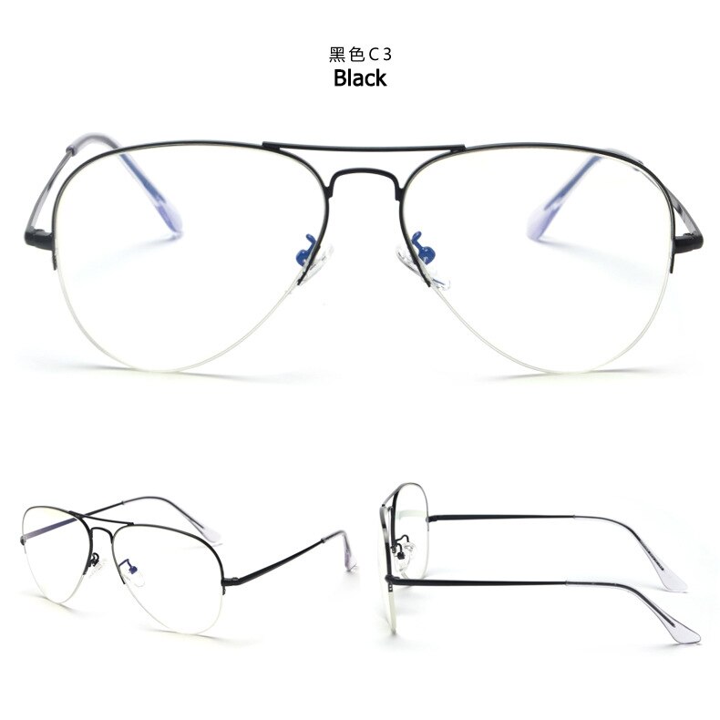 Jackjad vintage puolikehyksiset ilmailulasit metalliset 6589- tyyliset tavalliset silmälasit merkkikehykset silmälasit oculos de grau: C3