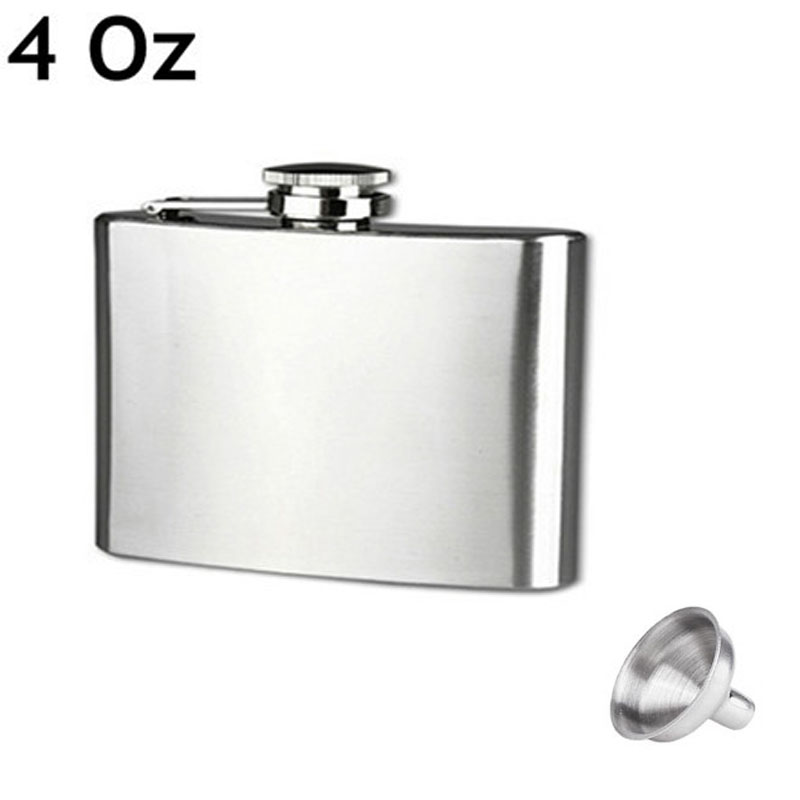 Petaca personalizada de acero inoxidable con embudo para licor Whisky vino 4 5 5 5 6 6 7 8 9 10 18 OZ al aire libre frascos de bolsillo portátil botella de Alcohol: 4 OZ
