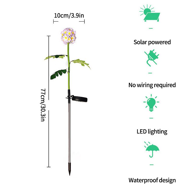 Solar Paardebloem Bloem Bal Licht Tuin Simulatie Bloem Grond Gazon Lamp Landschap Bloem Outdoor Waterdichte Solar Gazon Lamp