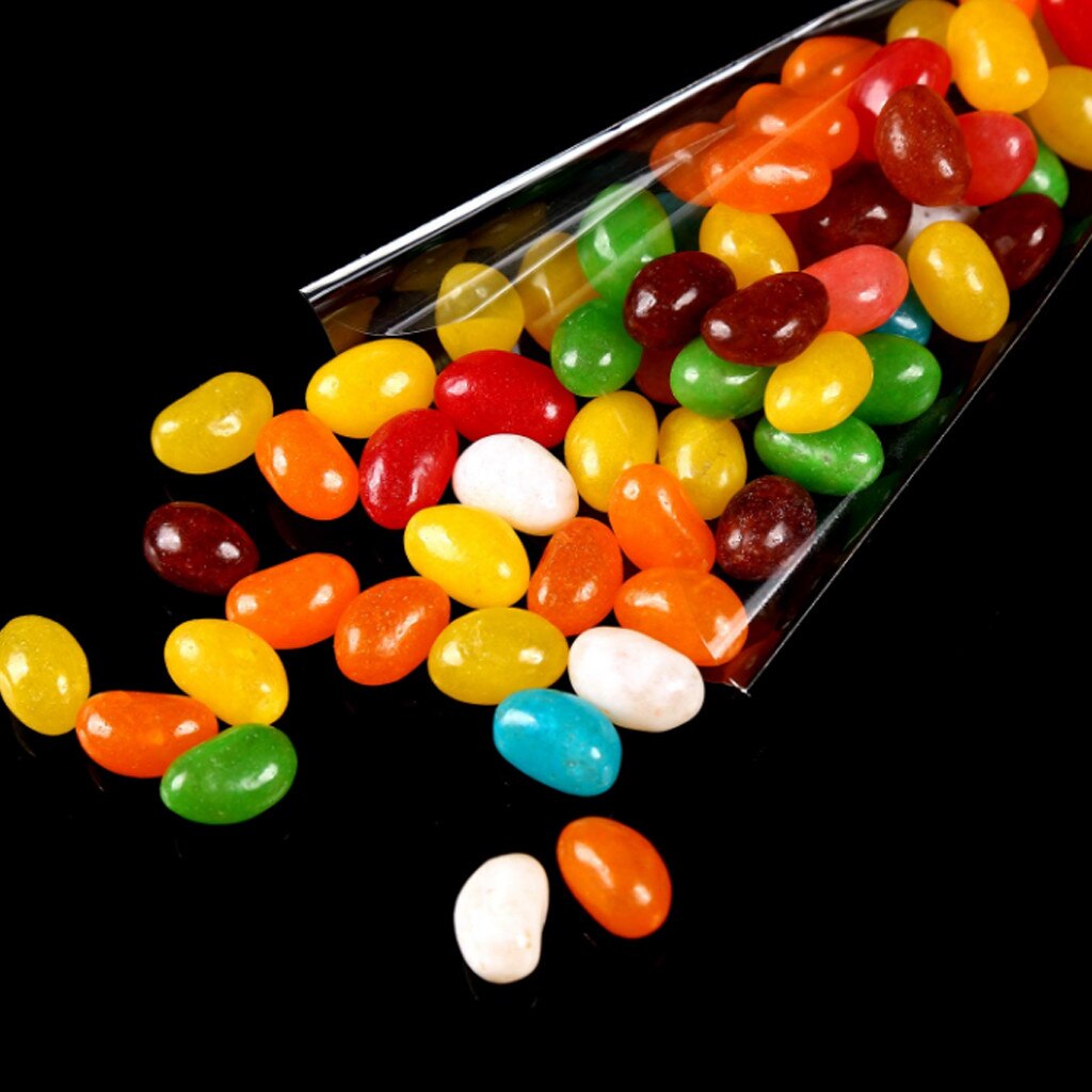 Sacs cône de fête en plastique transparent, sacs à bonbons biscuits avec petits liens assortis, organisateur de stockage des aliments à domicile 50/100/200 pièces