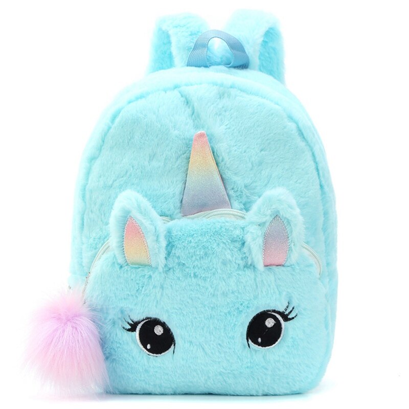 Plush Unicorn Backpack Fluffy Unicorn School Bag Baby Children School Bag Double Shoulder Bag For Kindergarten Girl Boy