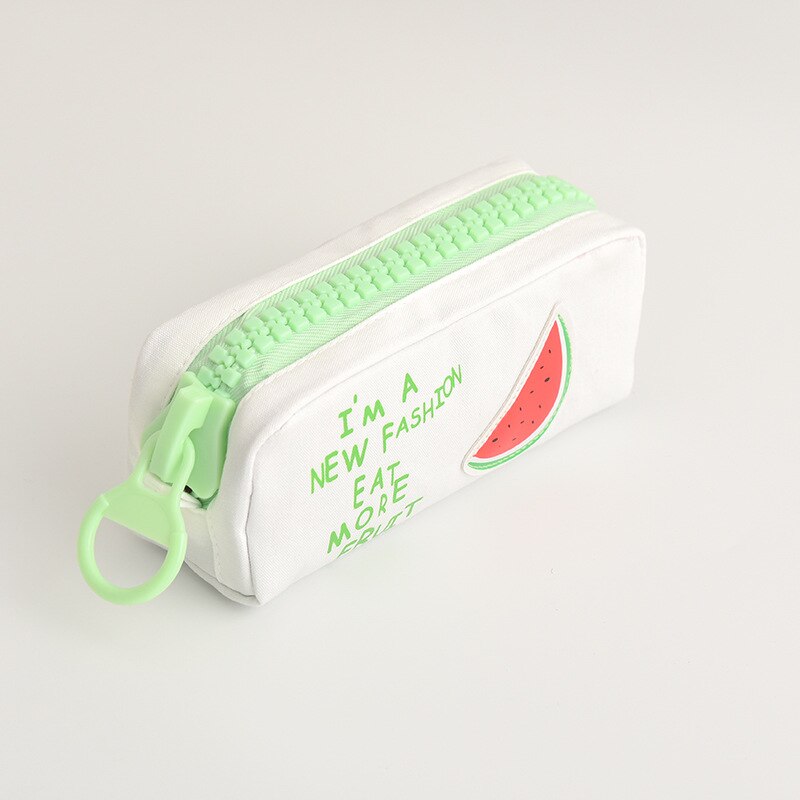 Estuche escolar con cremallera grande, bolsa de lápiz con motivos frutales, papelería, organizador de lona de piña limón, bolsas de almacenamiento para bolígrafos, oficina: A