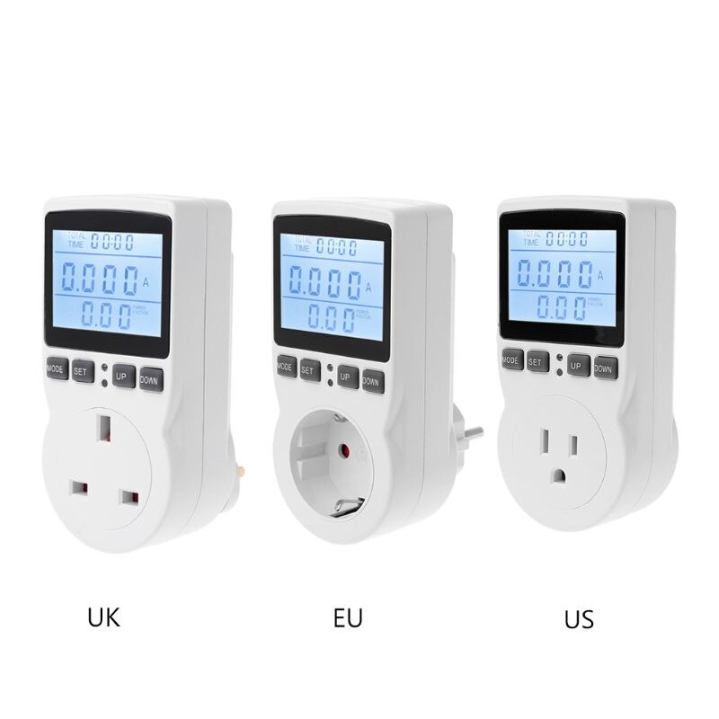 Digitale Power Meter Socket Eu/Us/Uk Plug Energy Meter Stroom Spanning Watt Elektriciteit Kosten Meten Monitor Power outlet 32CC