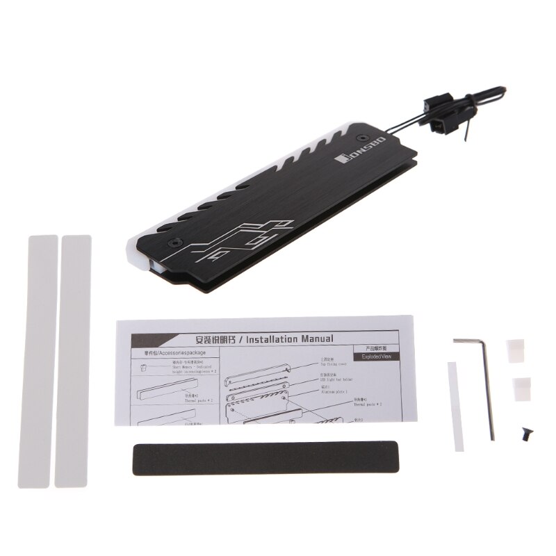 Aluminum RAM Heatsink Cooler RGB 265 Light Radiator Desktop Memory Cooling Vest: Black