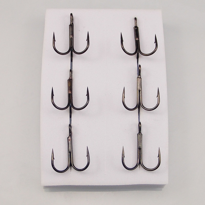 Esfishing 12 stk fiskekrog kulstofstål med modhager superskarpe triple kroge havgrej tilbehør med boks