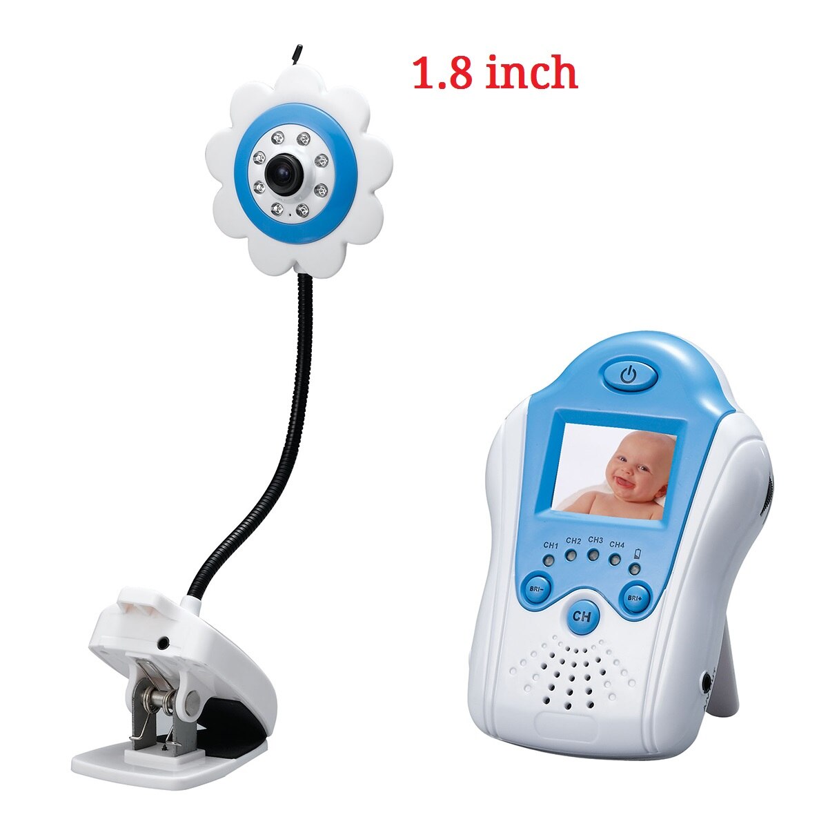 1.5 " /1.8 " lcd trådløs video babymonitor barnepige sikkerhed cameracolor nattesyn infrarød nattesyn lysstyrke justerbar: Blå 1.8 tommer