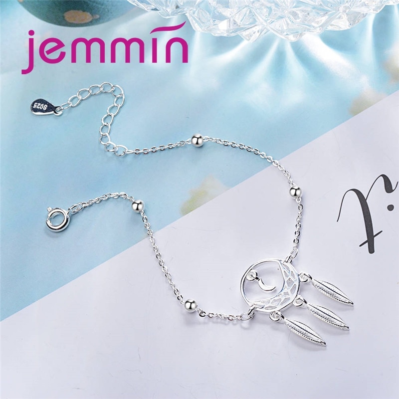 Exquisite Moon Leaves Shape For Woman Girls Banquet Accessories 925 Sterling Silver Adjustable Bracelet