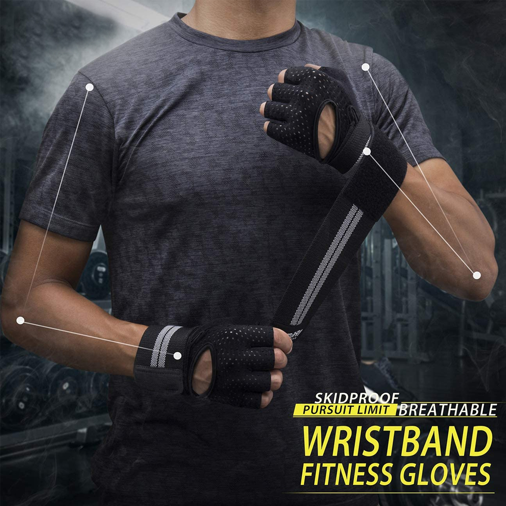 Guantes antideslizantes con mancuernas para hombre y mujer, Protector de muñeca para levantamiento de pesas, Crossfit, culturismo, entrenamiento deportivo, gimnasio, 1 par