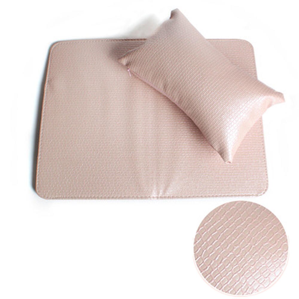 Kit de herramientas de manicura, cojín de cuero PU suave para manicura, cojín de descanso de manos, almohadilla para salón de manicura, soporte para muñeca y brazo, estera de esponja: Pink
