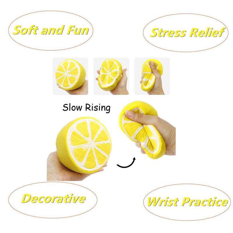 5pcs Jumbo Squishies Slow Rising Strawberry Watermelon Banana Peach Lemon Fruit Squishies Kawaii Scented Charms Hand Wrist Toys