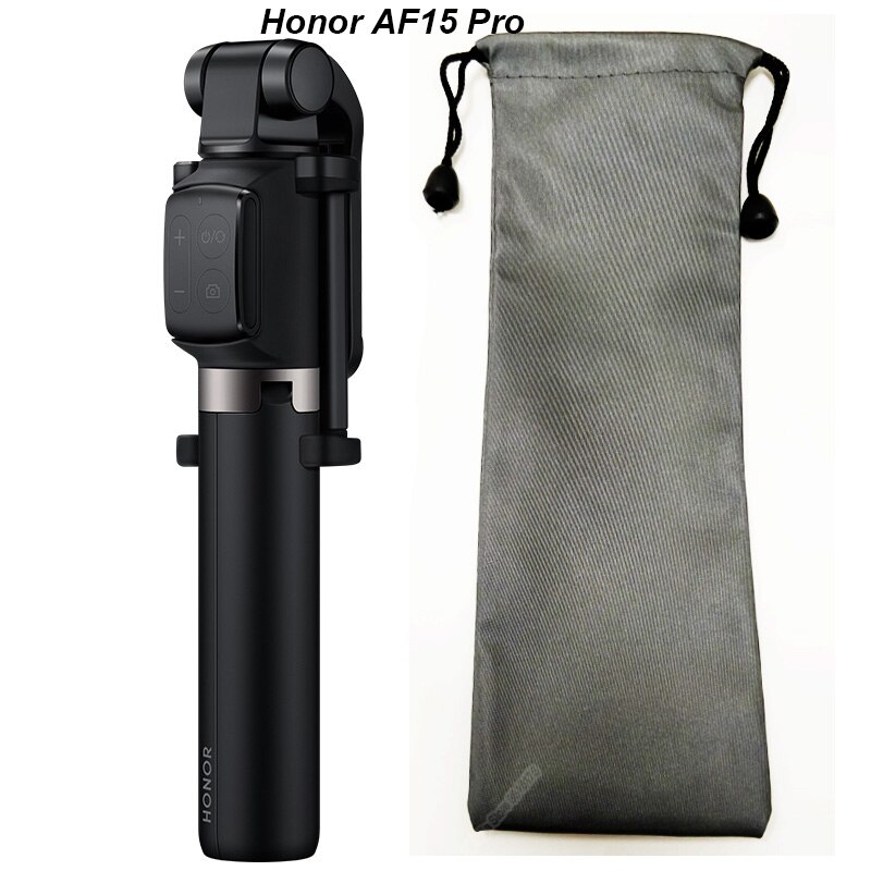 Original huawei honor  af15 pro bluetooth selfie stick tripod bærbar trådløs kontrol monopod håndholdt til ios android-telefon: Sort med taske