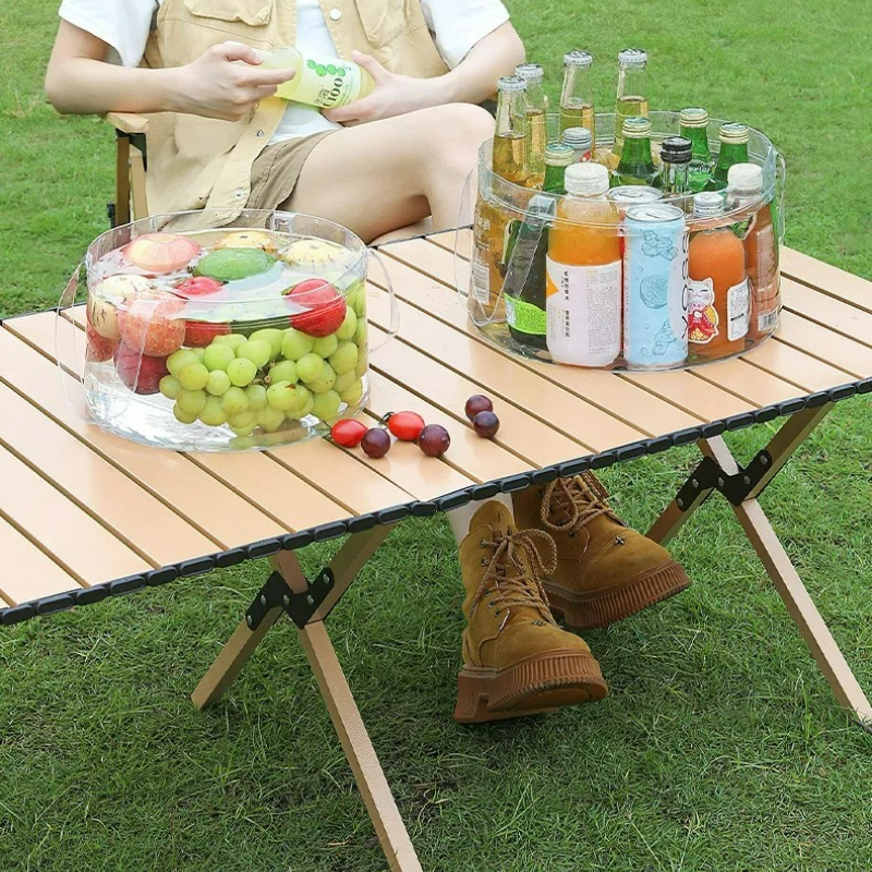 Foldable Clear Bucket Travel Water Basin Camping Fruit Basket, Food Storage Container for Outdoor, Camping Tools