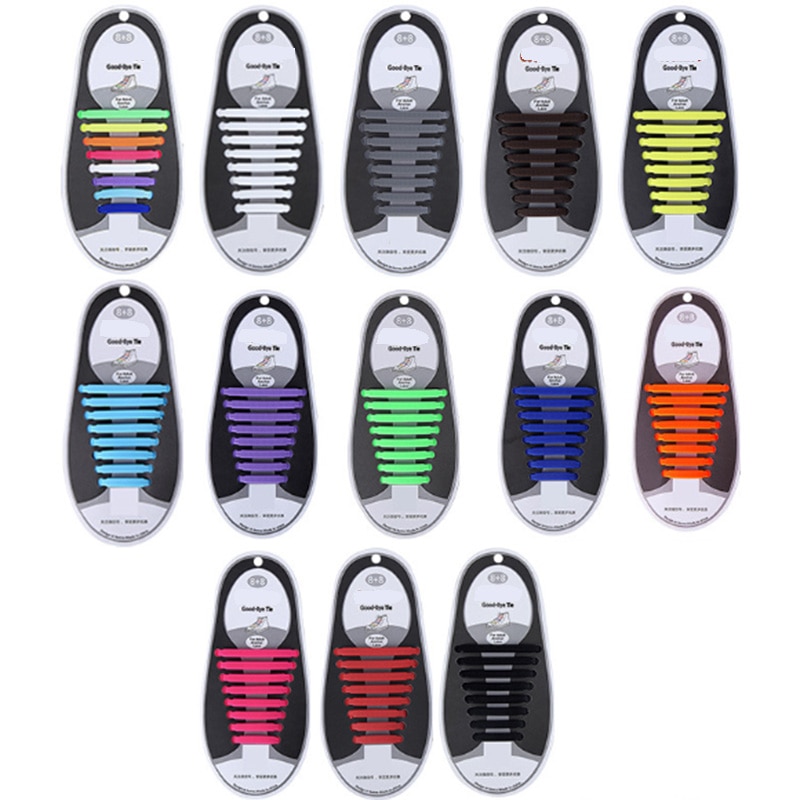 16 stuks siliconen veters, elastische veters, speciale veters zonder strik voor heren en dames, elastische veters, rubberen sneakers, 13 kleuren