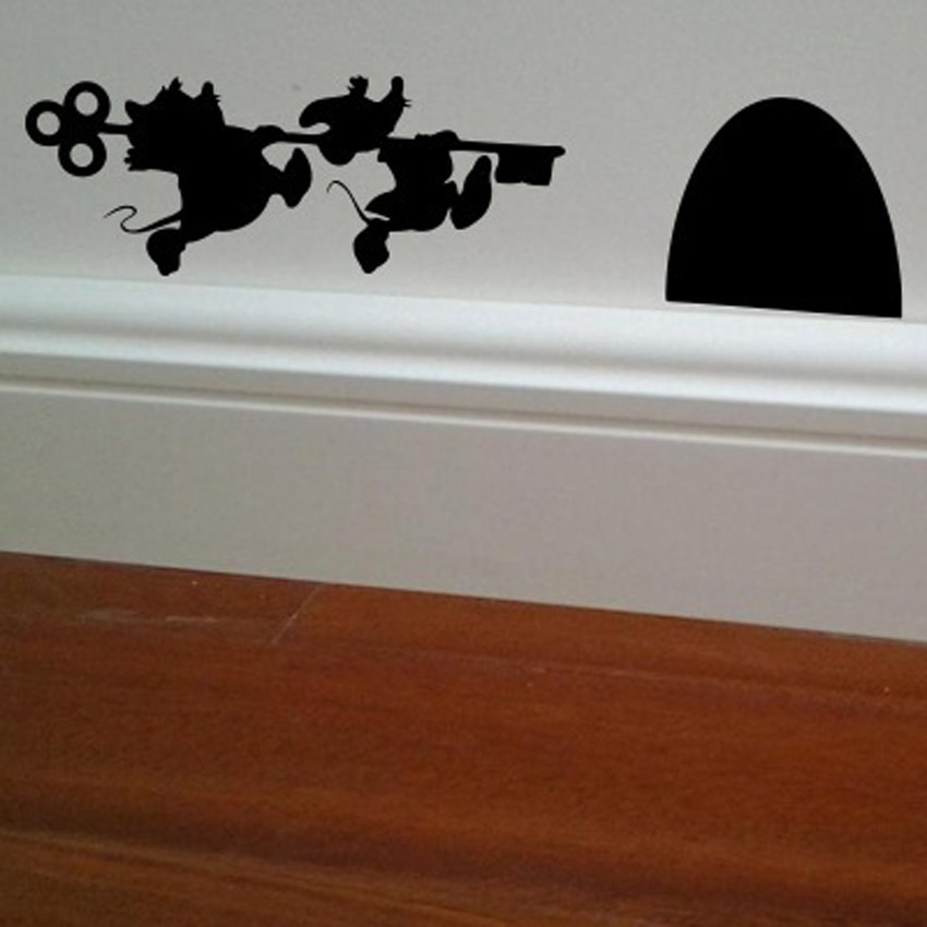 Mouse hole removable wall stickers, PVC wall decals, home cartoon wall stickers 20*7cm/30*10cm