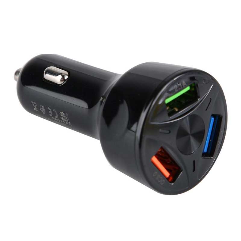 Mini Draagbare Plastic 3 Usb Snelle Auto-oplader Adapter Slimme Usb Lader Voor Smartphone Auto Opladen