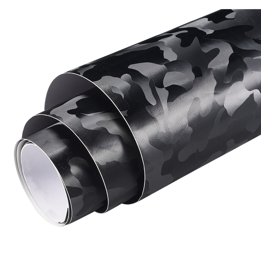 Hojas de envoltura de vinilo de camuflaje negro fantasma 3D para calcomanías de Interior de coche y motocicleta, película adhesiva DIY, pegatinas de PVC: XL